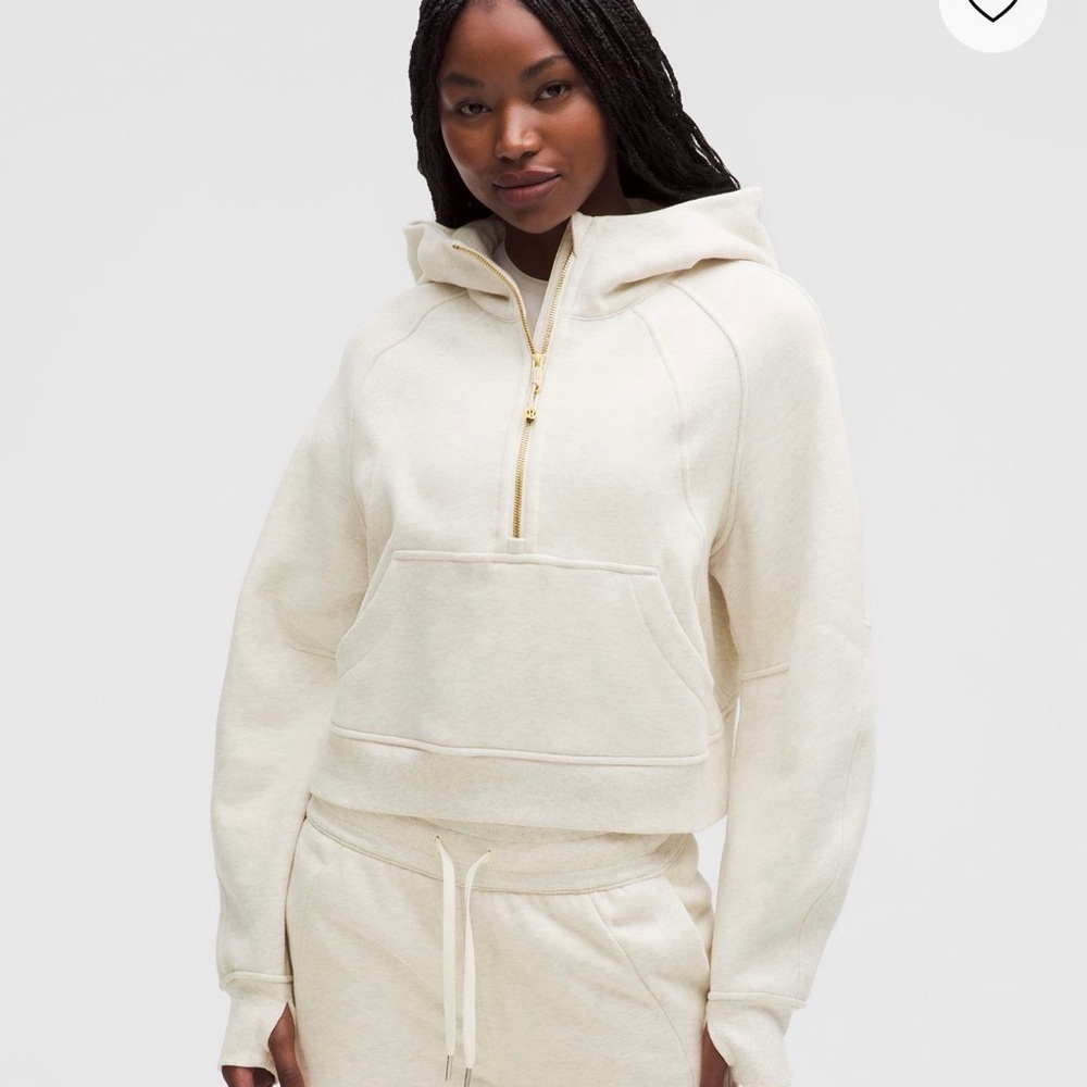 lululemon athletica Cream Half-Zip Hooded Sweatshirt